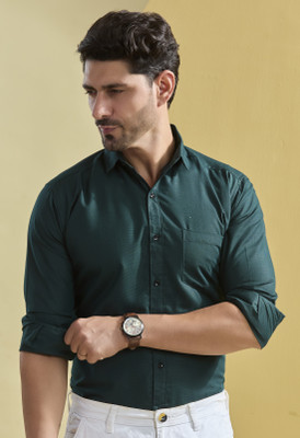 STONEBERG Men Solid Formal Green Shirt