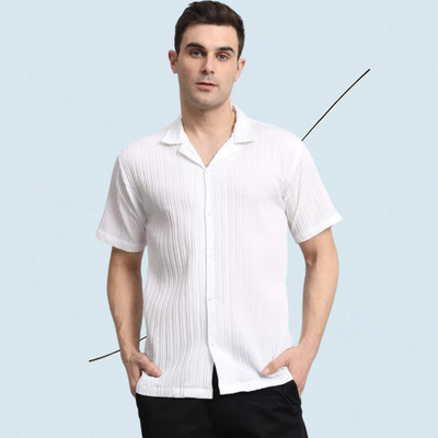 A Surhi Men Self Design Casual White Shirt