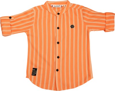 GUSTO Baby Boys Striped Casual Orange, White Shirt