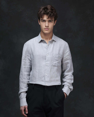 RARE RABBIT Men Solid Formal Grey Shirt