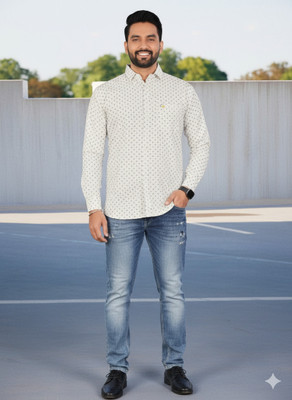 ALVIN ENTERPRISE Men Printed Casual White Shirt