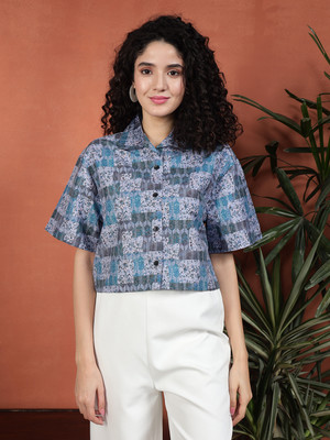TANDUL Women Printed Casual Blue Shirt