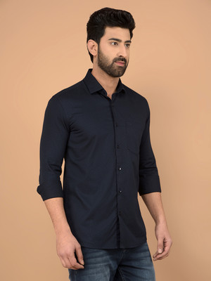 CRIMSOUNE CLUB Men Solid Casual Dark Blue Shirt