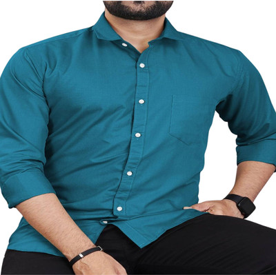 CLOSWIF CREATIONS Men Solid Casual Green Shirt