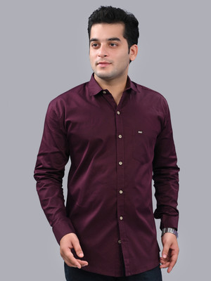 ZEE GOLD Men Solid Casual Purple Shirt