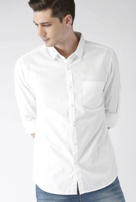 HouseOfCommon Men Solid Casual White Shirt