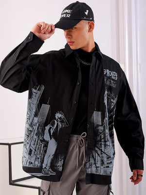 The Indian Garage Co. Men Graphic Print Casual Black Shirt