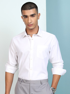 HIGHLANDER Men Solid Formal White Shirt