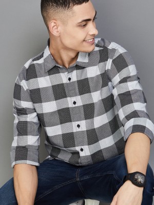 Fame Forever by Lifestyle Men Checkered Casual Grey, Black, White Shirt