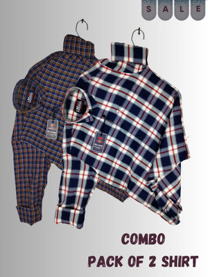 VK WINTER WEAR Men Striped Casual Multicolor Shirt(Pack of 2)