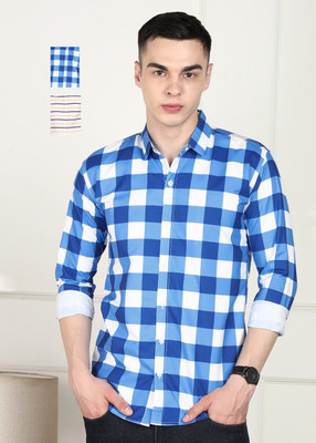 FUBAR Men Checkered Casual Light Blue Shirt(Pack of 2)