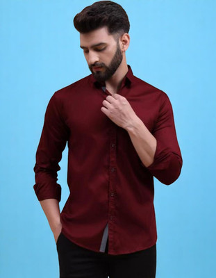 LAXMI TRENDING Men Solid Casual Maroon Shirt