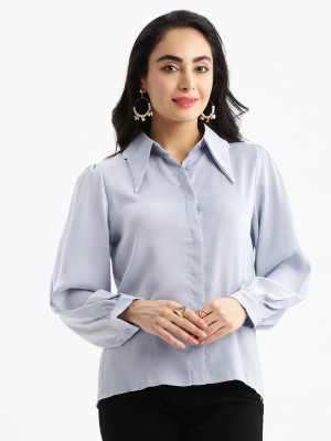 Showoff Women Solid Casual Blue Shirt