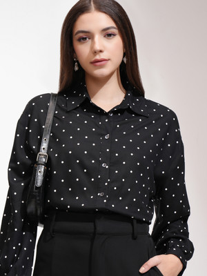 Tokyo Talkies Women Printed Casual Black Shirt