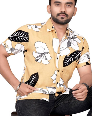 METRONAUT Men Printed Casual Black, White, Yellow Shirt