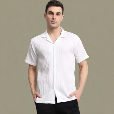 A Vebnor Men Self Design Casual White Shirt