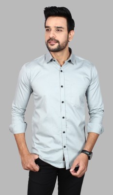 zack o ford Men Solid Casual Silver Shirt