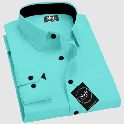 NuJi Men Solid Casual Green Shirt