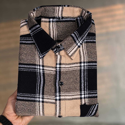 Tartatl Fashion Men Checkered Casual Cream Shirt