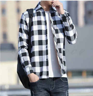 balino Men Checkered Casual Black, White Shirt