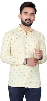 SilverBuck Men Printed Casual Yellow Shirt
