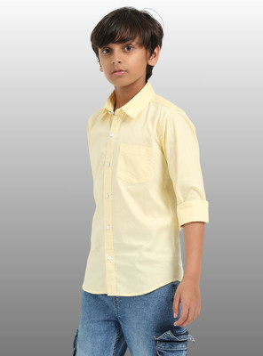 ROCKET SCIENCE Boys Solid Casual Yellow Shirt