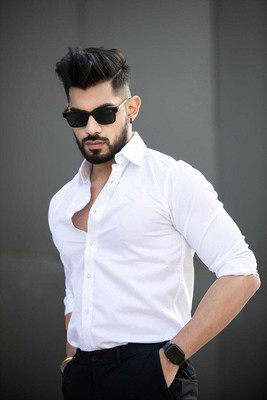 UV FASHION Men Solid Casual White Shirt