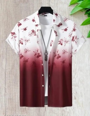 Varni Creation Men Printed Casual Maroon Shirt