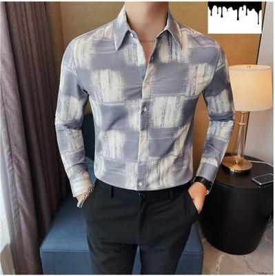 ShirtSqure Fashion Men Printed Casual Grey Shirt