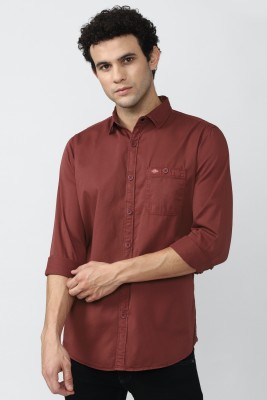 VAN HEUSEN Men Solid Casual Maroon Shirt