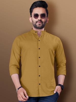 METRONAUT Men Solid Casual Yellow Shirt