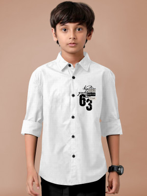 LAADLI Boys Printed Party White Shirt