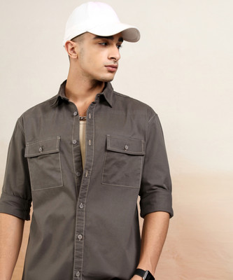 HIGHLANDER Men Solid Casual Green Shirt