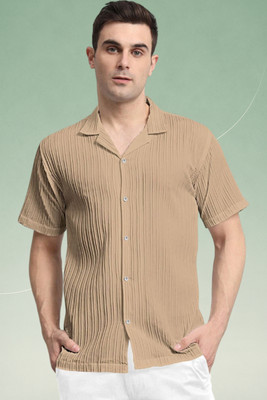 A Dearise Trend Men Striped Casual Cream Shirt