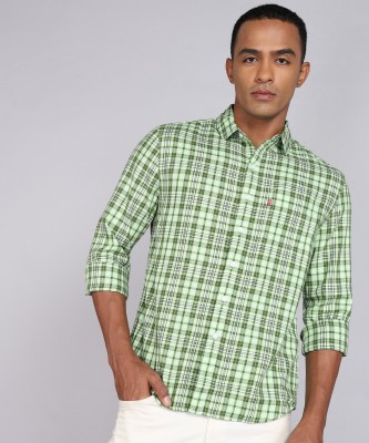 LEVI'S Men Checkered Casual Light Green, Dark Green, White Shirt