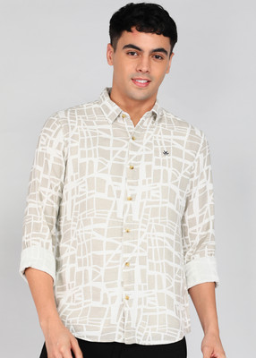 WROGN Men Printed Casual Beige Shirt
