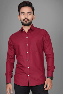 Neviq Trend Men Solid Casual Maroon Shirt