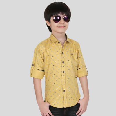 MashUp Boys Printed Casual White, Yellow, Black Shirt