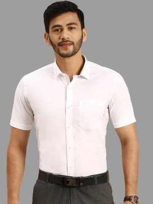 Ramraj Cotton Men Solid Formal White Shirt
