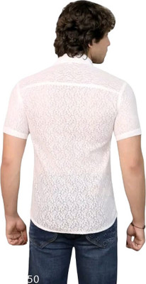 Arthz Fashion Trend Men Self Design Casual White Shirt