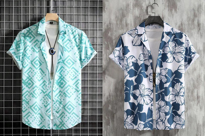 VD Looks Men Printed Casual Multicolor Shirt(Pack of 2)