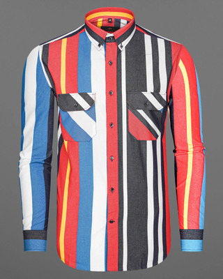 french crown Men Striped Casual Multicolor Shirt