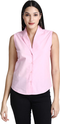 Blue Ronin Women Solid Casual Pink Shirt