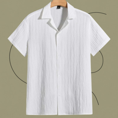 Jenil Fashion Men Self Design Casual White Shirt