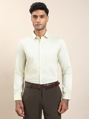 TURTLE Men Printed Formal Beige Shirt
