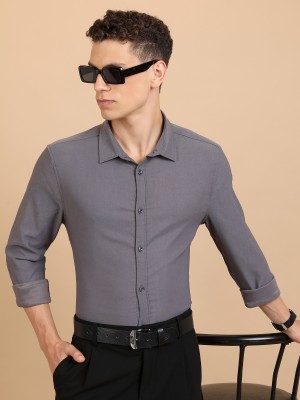 HIGHLANDER Men Solid Formal Grey Shirt