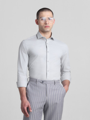 JACK & JONES Men Solid Casual Grey Shirt