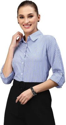 rajni global Women Solid Formal Light Blue Shirt