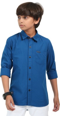 ROCKET SCIENCE Boys Solid Casual Dark Blue Shirt