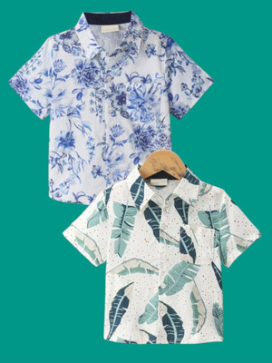 KILLER Boys Printed Casual Light Green Shirt(Pack of 2)